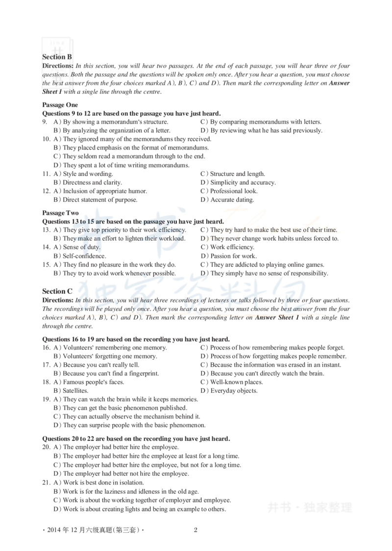 2014年12月大学英语6级真题及解析（卷三）(新题型)_英语四六级保存避免失效_最新更新，视频都在这_2026、6月四级速转存易和谐_四六级真题+资料包_六级真题_2007-2015年六级真题及答案解析