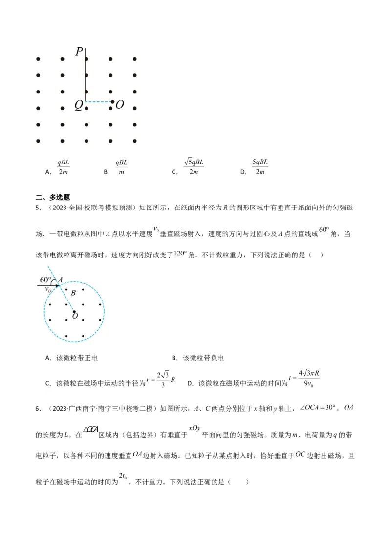 考点巩固卷67带电粒子在磁场中的运动（原卷版）_04高考物理_新高考复习资料_2024新高考复习资料_一轮复习资料_完2024年高考物理一轮复习考点通关卷（新高考通用）_考点巩固卷