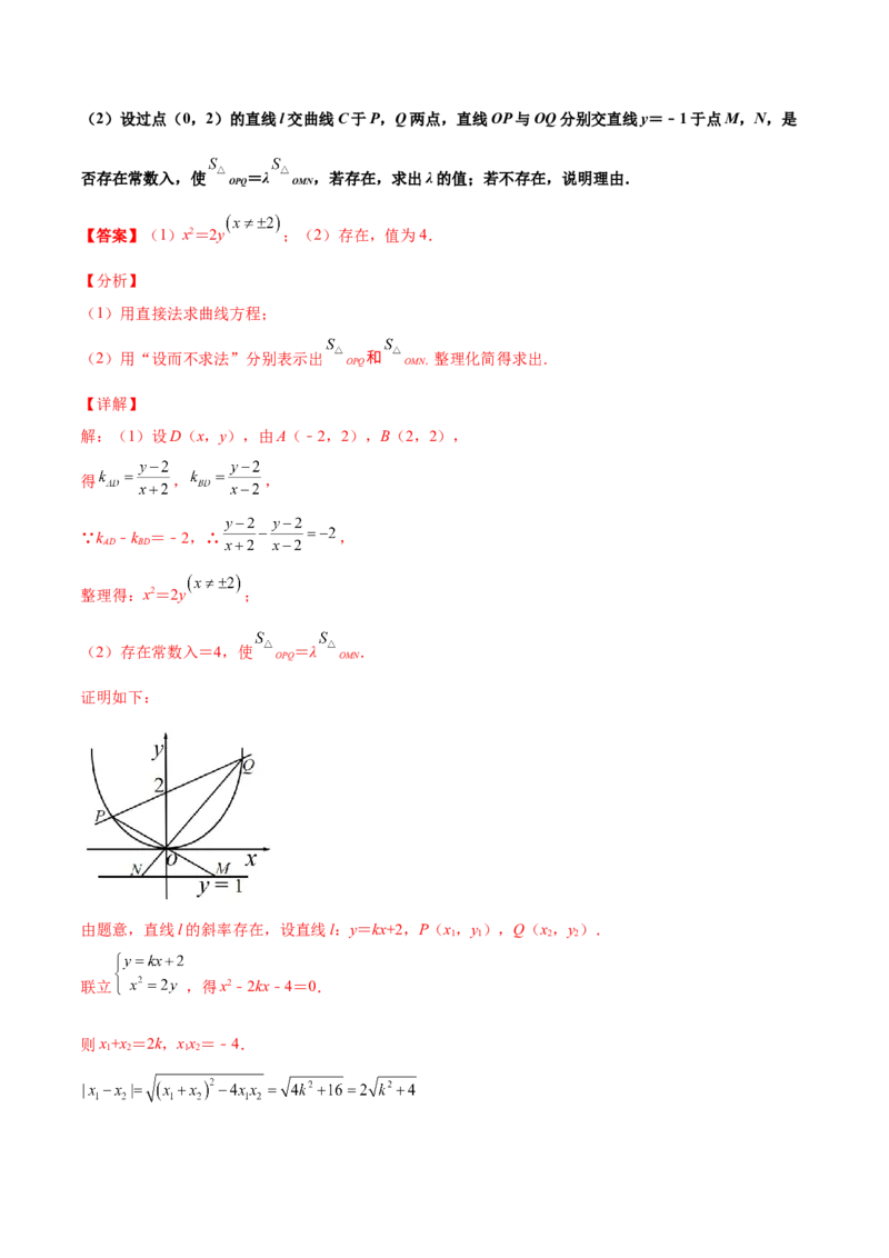专题31圆锥曲线存在性问题的五种类型大题100题(解析版)_新高考复习资料_2022年新高考资料_千题百练2022高考数学