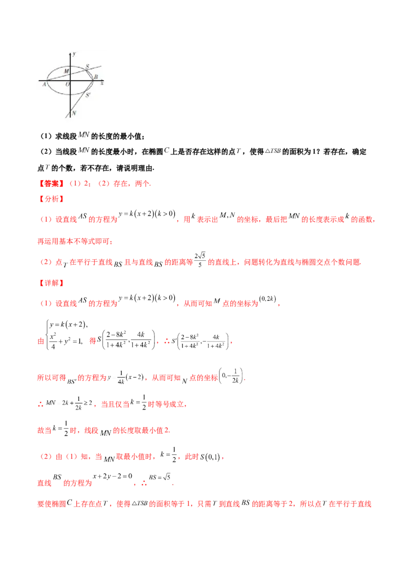 专题31圆锥曲线存在性问题的五种类型大题100题(解析版)_新高考复习资料_2022年新高考资料_千题百练2022高考数学