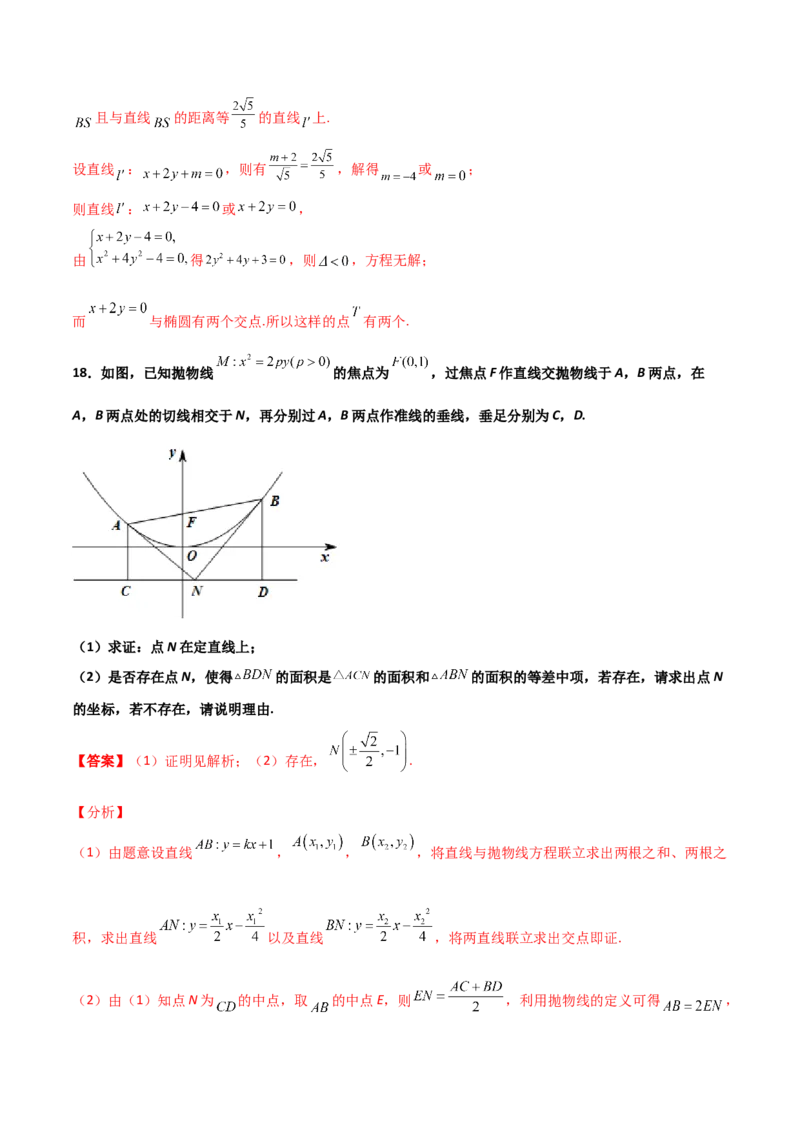 专题31圆锥曲线存在性问题的五种类型大题100题(解析版)_新高考复习资料_2022年新高考资料_千题百练2022高考数学