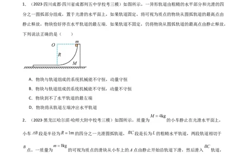 考点巩固卷46曲面和斜面模型在动量中的临界问题（原卷版）_04高考物理_新高考复习资料_2024新高考复习资料_一轮复习资料_完2024年高考物理一轮复习考点通关卷（新高考通用）_7动量