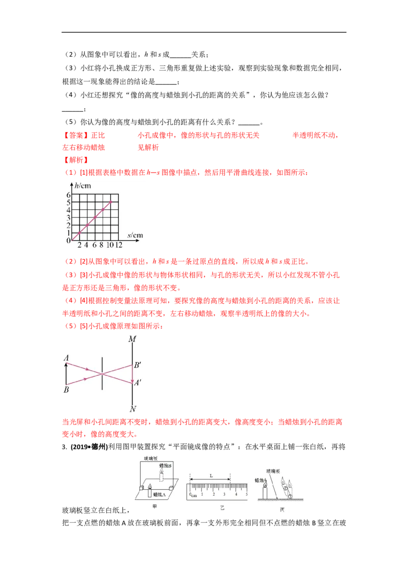 3.6光现象实验专题(解析版)_8上-初中物理苏科版(4)_赠送：旧版资料（和新版好多一样，仍具有很大参考价值）_03讲义_3.6光现象实验专题