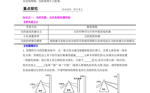 3.6光现象实验专题(解析版)_8上-初中物理苏科版(4)_赠送：旧版资料（和新版好多一样，仍具有很大参考价值）_03讲义_3.6光现象实验专题