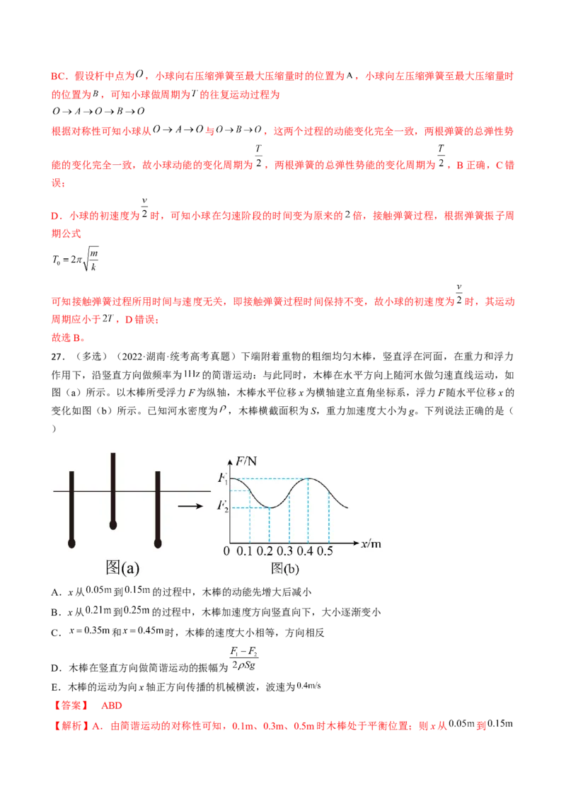 考点61机械振动（解析版）_04高考物理_通用版（老高考）复习资料_2024年复习资料_完备战2024年高考物理一轮复习考点帮（全国通用）_答案解析版