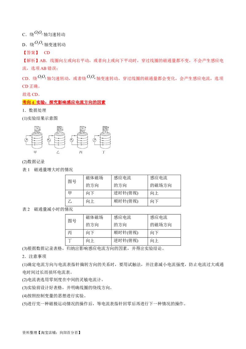 考点48电磁感应现象楞次定律（解析版）_04高考物理_通用版（老高考）复习资料_2024年复习资料_完备战2024年高考物理一轮复习考点帮（全国通用）_答案解析版