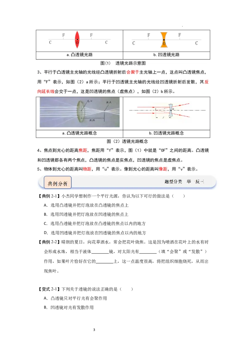 3.2透镜（知识解读）（原卷版）_8上-初中物理苏科版(4)_03讲义
