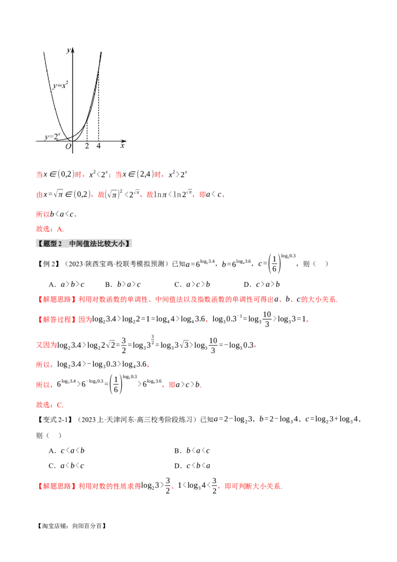 重难点04指、对、幂数比较大小问题七大题型（举一反三）（新高考专用）（解析版）_02高考数学_新高考复习资料_2024年新高考资料_二轮复习资料_第二部分重难点突破篇