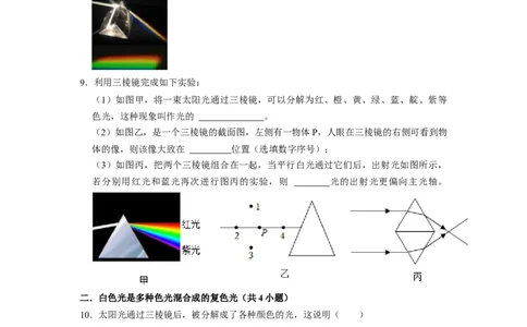 2.1光的色彩（专题训练）七大题型（原卷版）_8上-初中物理苏科版(4)_03讲义