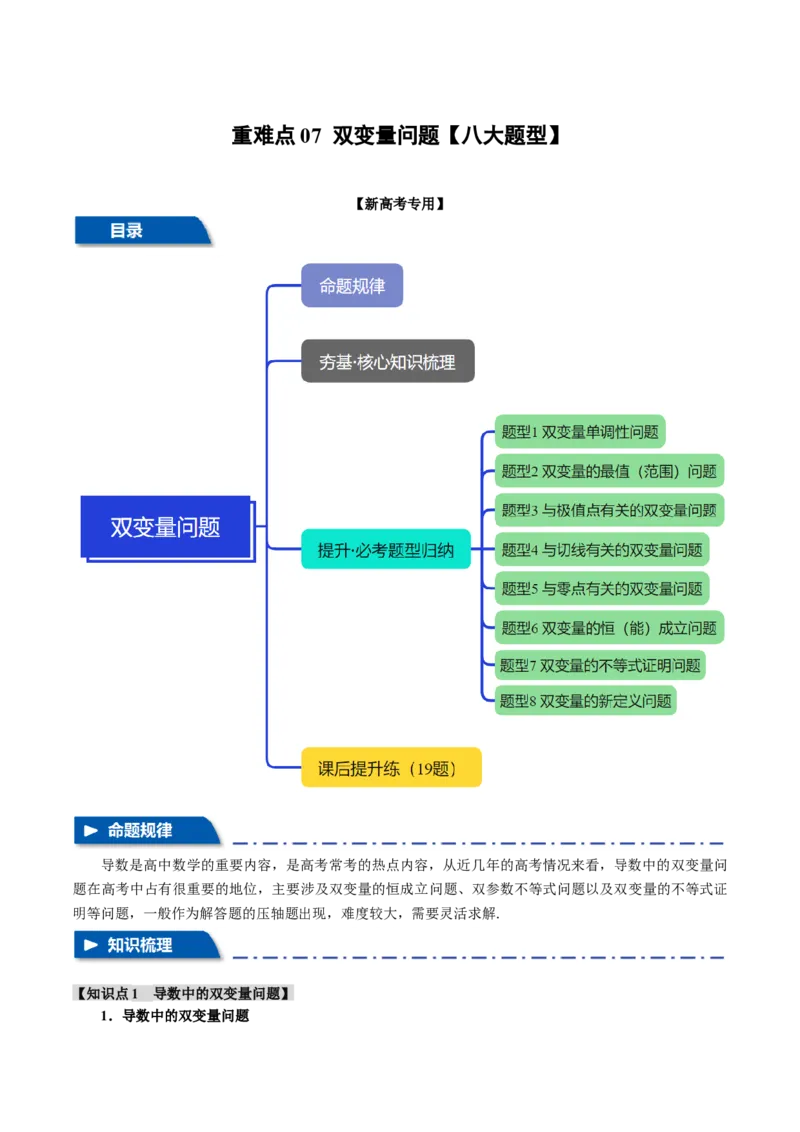 重难点07双变量问题八大题型（举一反三）（新高考专用）（解析版）_2025年新高考资料_二轮复习_2025年高考数学二轮复习举一反三专练（新高考专用）3379928