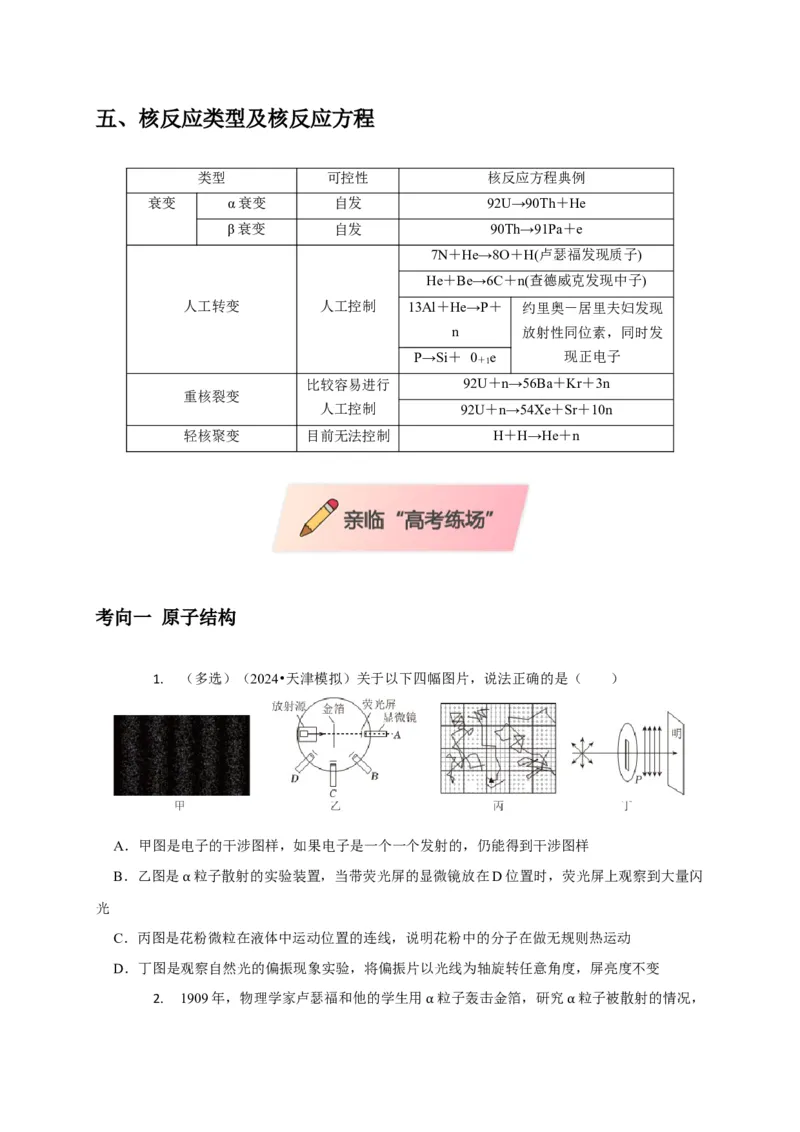 选择12近代物理（原卷版）_04高考物理_2025年新高考资料_二轮复习_模型与方法2025届高考物理二轮复习热点题型归类340322924