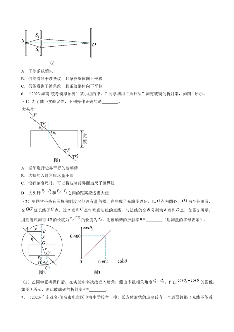 考点66光学实验（原卷版）_04高考物理_通用版（老高考）复习资料_2024年复习资料_完备战2024年高考物理一轮复习考点帮（全国通用）