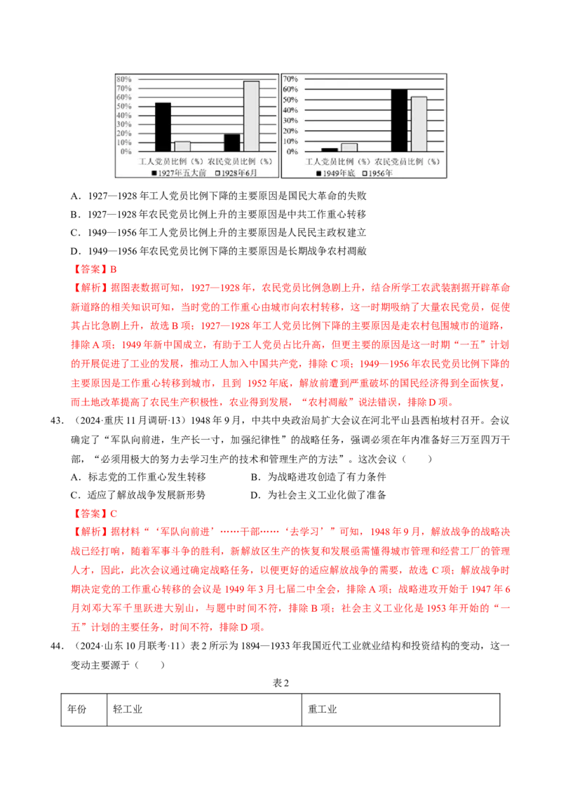 重难点07新民主主义革命的伟大征程（解析版）_07高考历史_2024年新高考资料_3.2024专项复习_2024年高考历史热点&middot;重点&middot;难点专练（新高考专用）