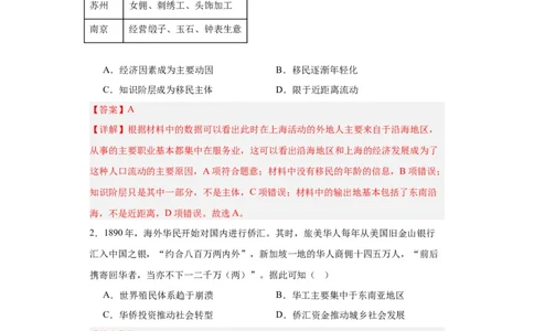 近代殖民活动和人口的跨地域转移专项练习--2024届高三历史统编版二轮复习解析版_07高考历史_2024年新高考资料_2.2024二轮复习_2024届高三历史统编版二轮复习专项训练