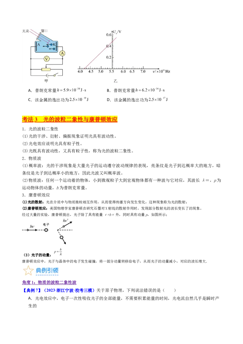 考点64光电效应波粒二象性（原卷版）_04高考物理_新高考复习资料_2024新高考复习资料_一轮复习资料_完备战2024年高考物理一轮复习考点帮（新高考专用）