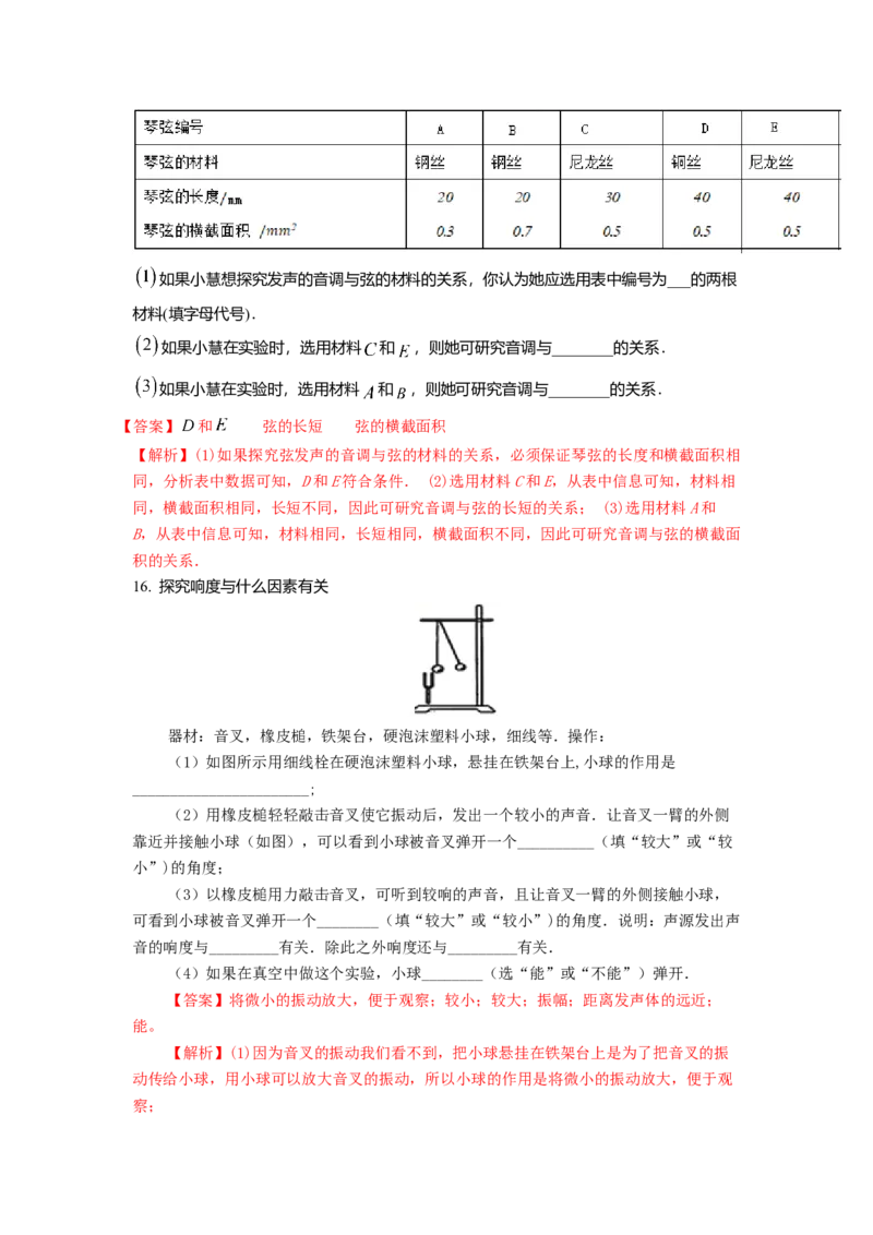 1.2乐音的特性（解析版）_8上-初中物理苏科版(4)_赠送：旧版资料（和新版好多一样，仍具有很大参考价值）_03讲义_1.2乐音的特性