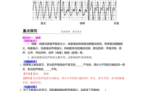 1.2乐音的特性（解析版）_8上-初中物理苏科版(4)_赠送：旧版资料（和新版好多一样，仍具有很大参考价值）_03讲义_1.2乐音的特性
