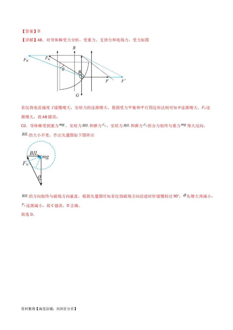 考点巩固卷66安培力的大小、方向及动态平衡问题的分析和计算（解析版）_04高考物理_新高考复习资料_2024新高考复习资料_一轮复习资料_考点巩固卷_电磁部分_3磁场
