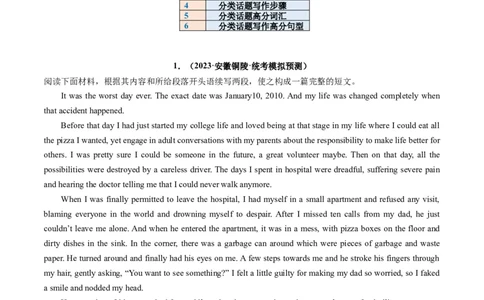 重点话题突破09励志故事类（读后续写高频主题分类）（讲义）（原卷版）_03高考英语_新高考复习资料_2024年新高考资料_一轮复习资料_第八部分读后续写高频主题分类