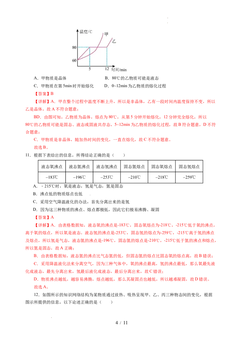 第四章物态变化（单元测试）（解析版）_8上-初中物理苏科版(4)_05单元测试+期中期末（齐全）_单元测试（第2套）