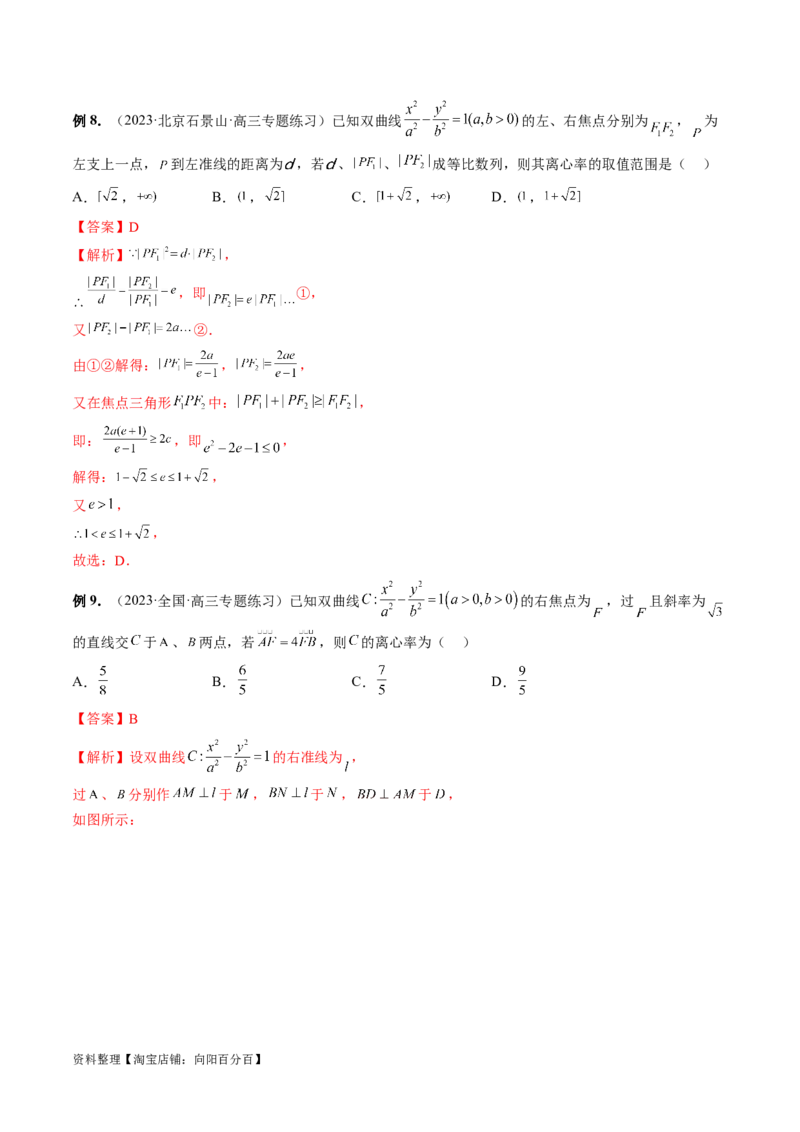 重难点突破04轻松搞定圆锥曲线离心率十九大模型（十九大题型）（解析版）_02高考数学_新高考复习资料_2024年新高考资料_一轮复习资料_❤有更新第八章平面解析几何