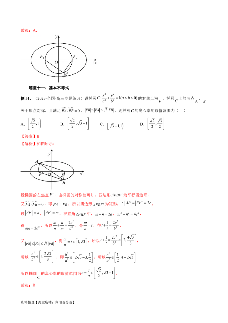 重难点突破04轻松搞定圆锥曲线离心率十九大模型（十九大题型）（解析版）_02高考数学_新高考复习资料_2024年新高考资料_一轮复习资料_❤有更新第八章平面解析几何
