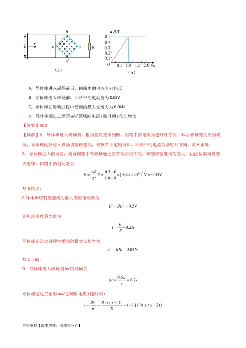 考点巩固卷70电磁感应现象与楞次定律等基础概念和规律（解析版）_04高考物理_新高考复习资料_2024新高考复习资料_一轮复习资料_考点巩固卷_电磁部分_4电磁感应