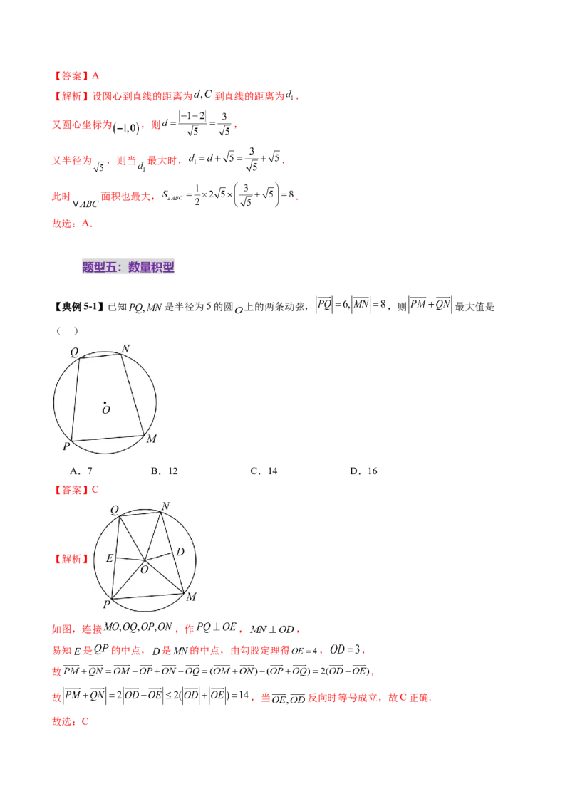 重难点突破01圆中的范围与最值问题（八大题型）（解析版）_2025年新高考资料_一轮复习_2025年高考数学一轮复习讲练测（新教材新高考，含2024高考真题）_第八章平面解析几何