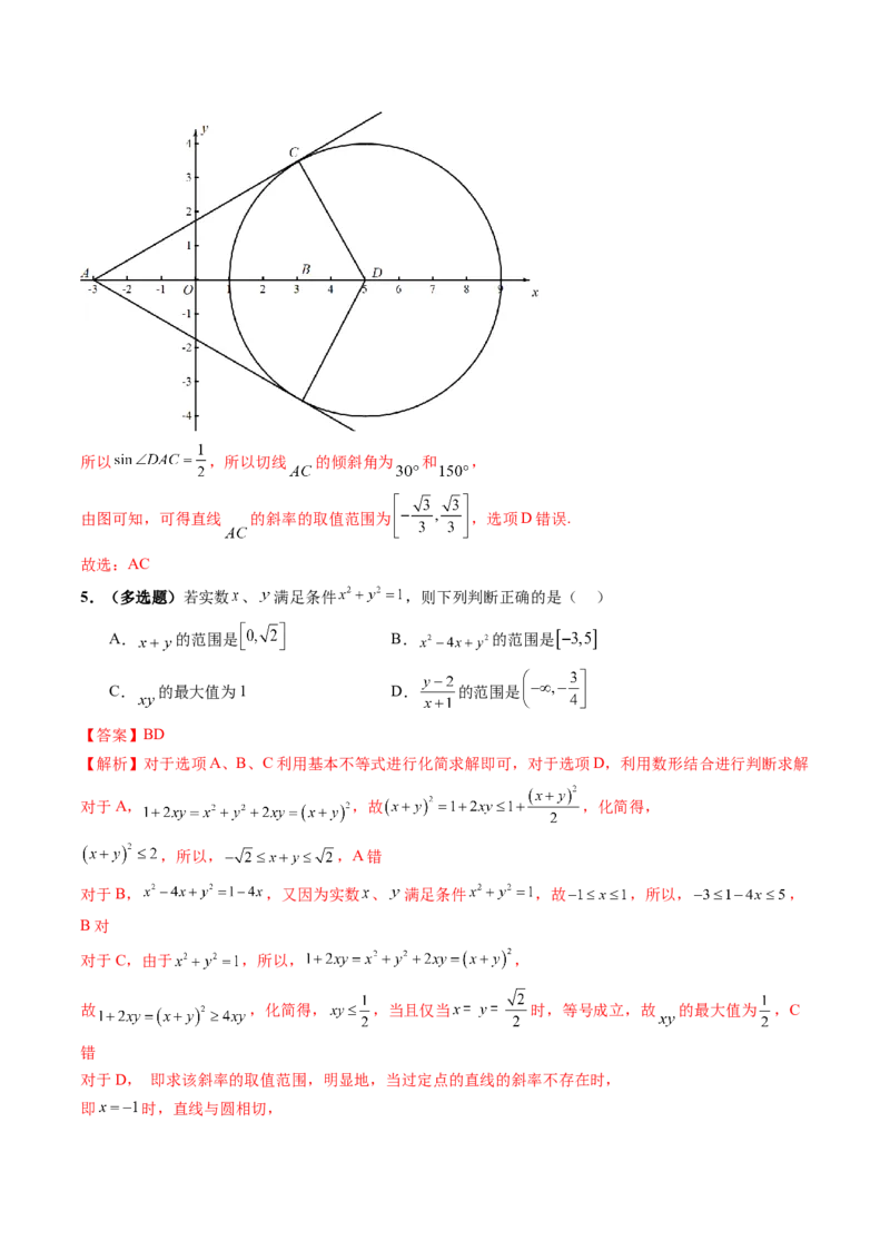 重难点突破01圆中的范围与最值问题（八大题型）（解析版）_2025年新高考资料_一轮复习_2025年高考数学一轮复习讲练测（新教材新高考，含2024高考真题）_第八章平面解析几何