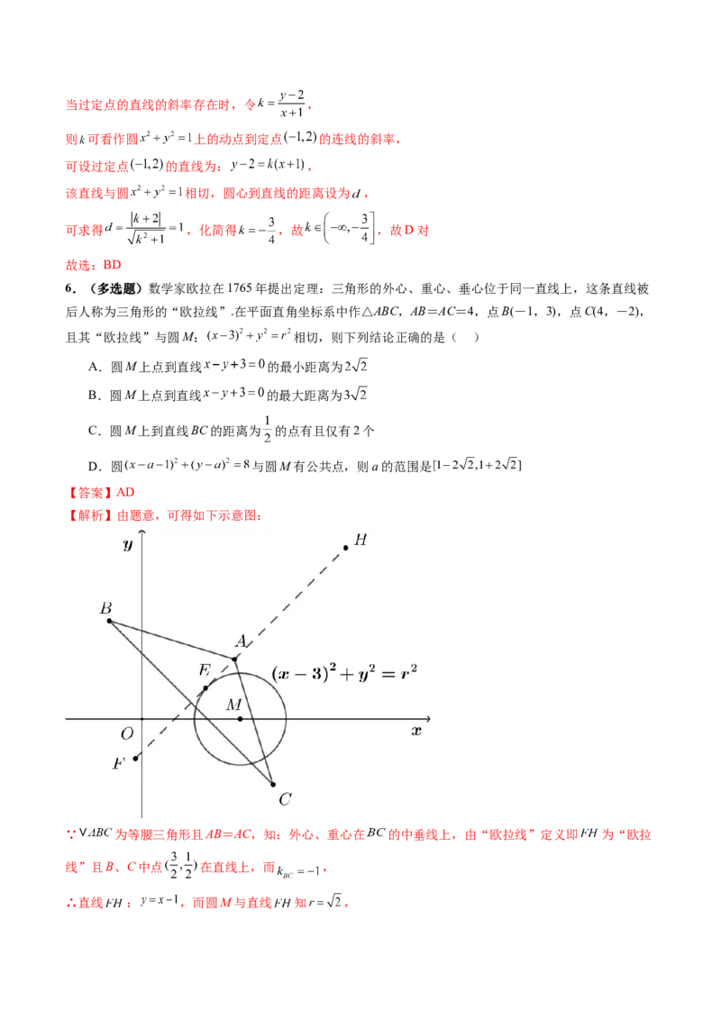 重难点突破01圆中的范围与最值问题（八大题型）（解析版）_2025年新高考资料_一轮复习_2025年高考数学一轮复习讲练测（新教材新高考，含2024高考真题）_第八章平面解析几何