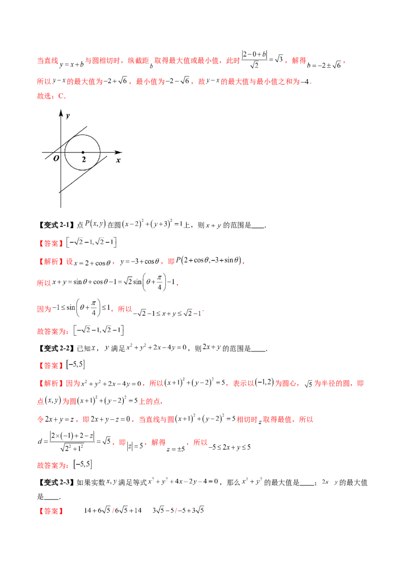 重难点突破01圆中的范围与最值问题（八大题型）（解析版）_2025年新高考资料_一轮复习_2025年高考数学一轮复习讲练测（新教材新高考，含2024高考真题）_第八章平面解析几何