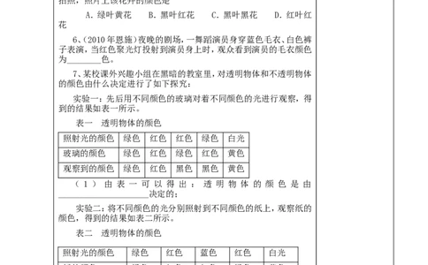 苏科初中物理八上《3.1光的色彩颜色》word教案(5)_8上-初中物理苏科版(4)_赠送：旧版资料（和新版好多一样，仍具有很大参考价值）_02教案