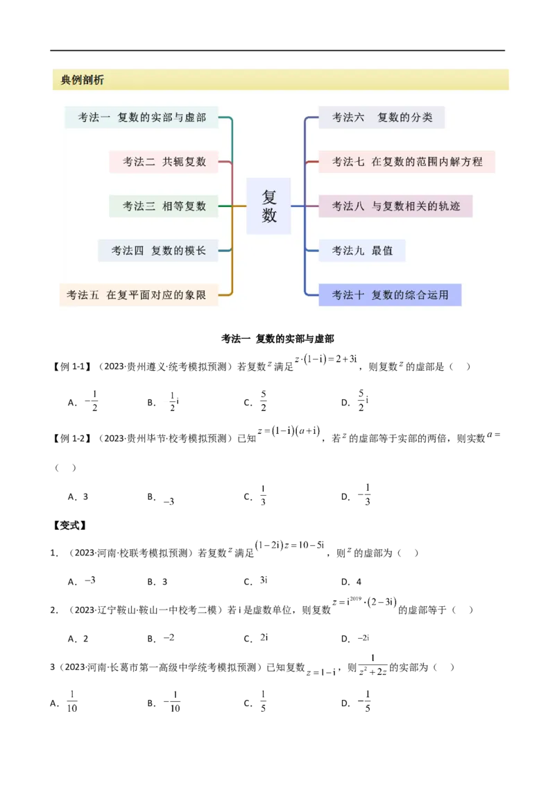 专题02复数（选填题10种考法）（原卷版）_新高考复习资料_2024年新高考资料_二轮复习资料_2024届高三数学二轮复习《考法分类》专题训练（新高考）_1、选填题