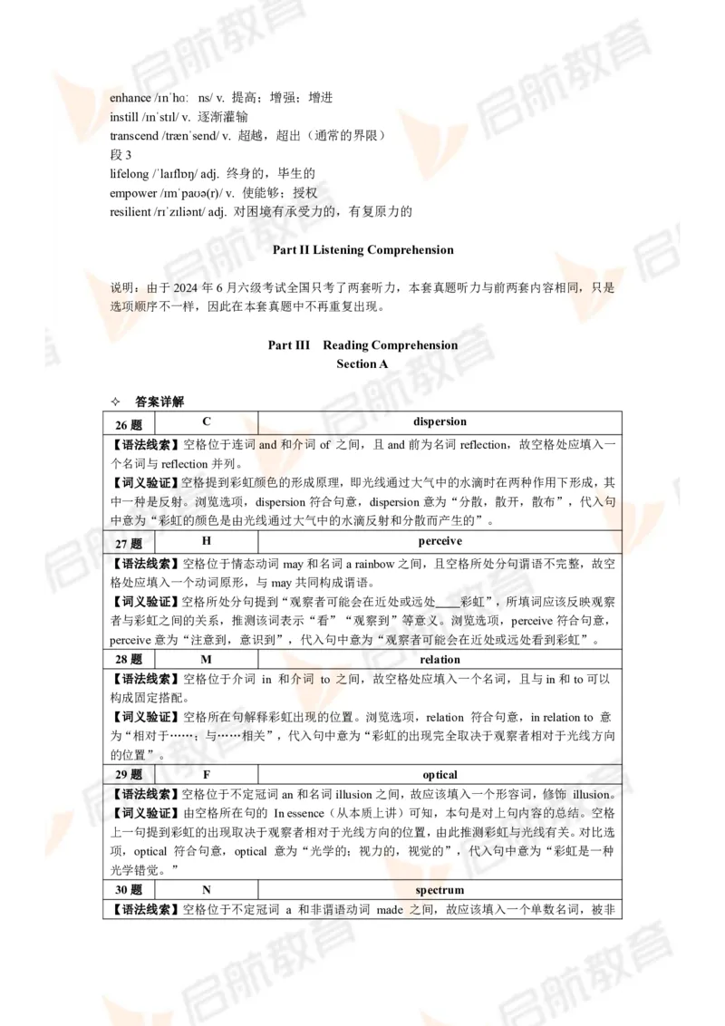 2024年6月大学英语六级考试真题（第三套）答案详解_英语四六级保存避免失效_最新更新，视频都在这_2026，6月六级速转存易和谐_1、2025年6月六级_13.2026六级英语刘晓燕-保命班