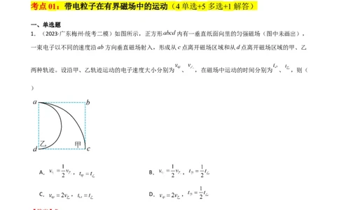 考点巩固卷67带电粒子在磁场中的运动（解析版）_04高考物理_新高考复习资料_2024新高考复习资料_一轮复习资料_完2024年高考物理一轮复习考点通关卷（新高考通用）_考点巩固卷