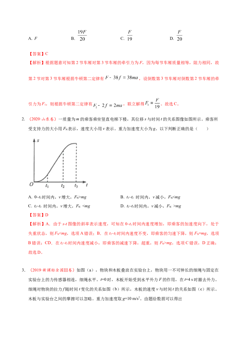 解密03牛顿运动定律（解析版）-高频考点解密2021年高考物理二轮复习讲义+分层训练_04高考物理_新高考复习资料_2021年新高考资料