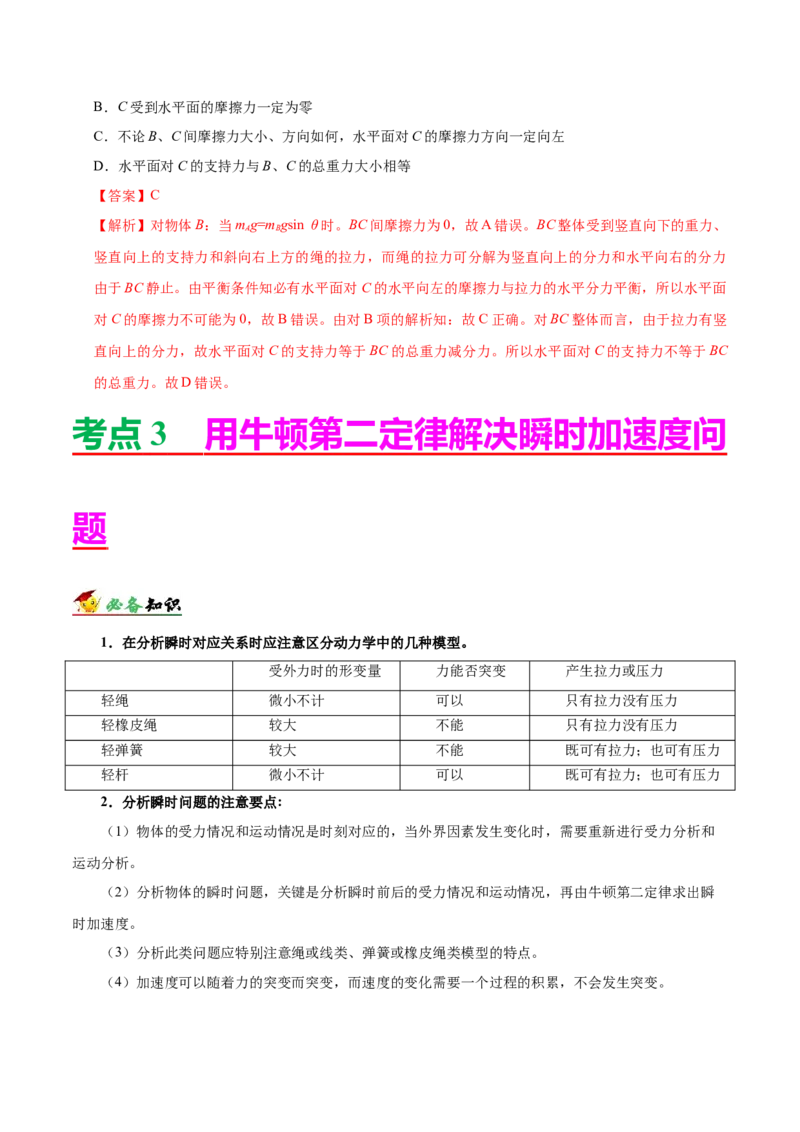 解密03牛顿运动定律（解析版）-高频考点解密2021年高考物理二轮复习讲义+分层训练_04高考物理_新高考复习资料_2021年新高考资料