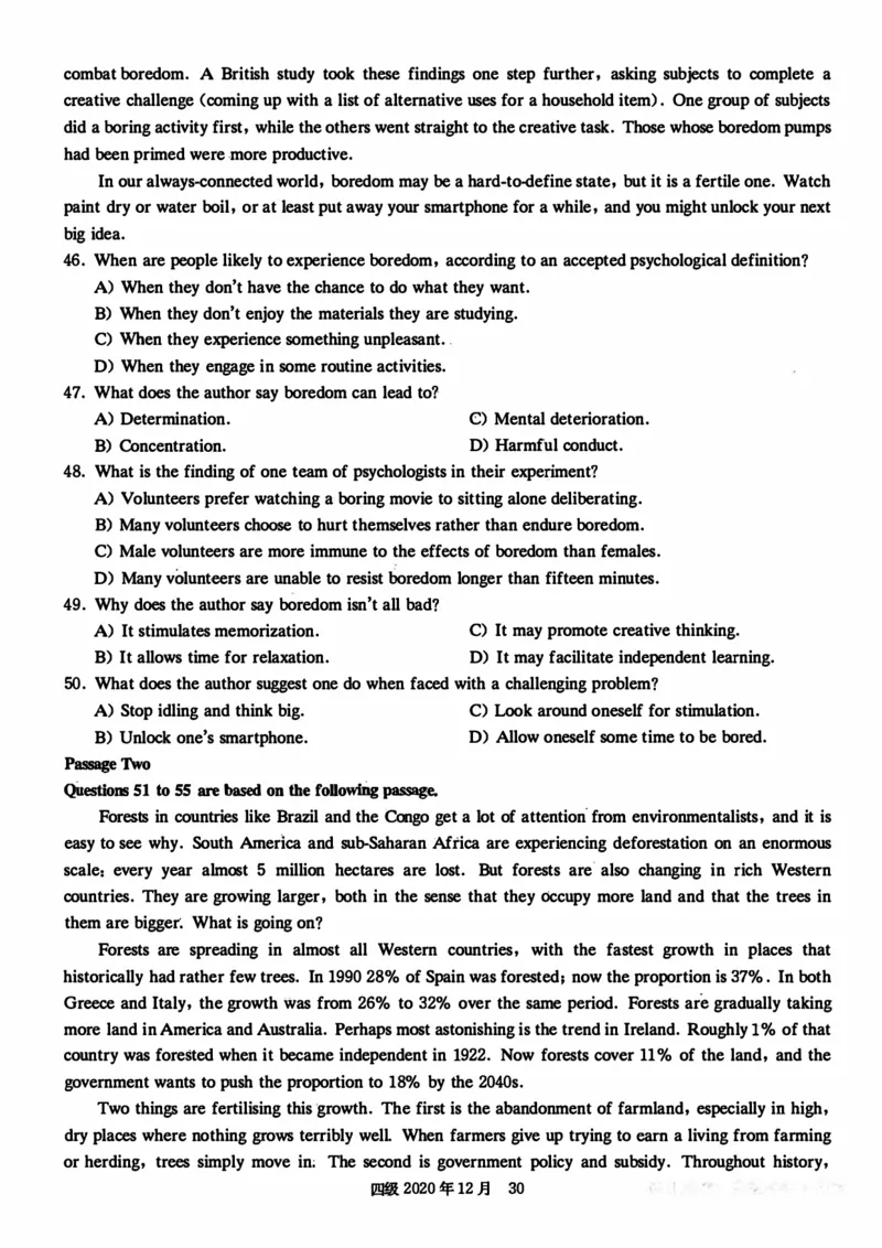 2020年12月英语四级真题第2套_英语四六级保存避免失效_最新更新，视频都在这_2026、6月四级速转存易和谐_新大学英语2025.6月4.6级真题_※1.四级历年真题、解析及听力_2.2017-2024年（新题型）