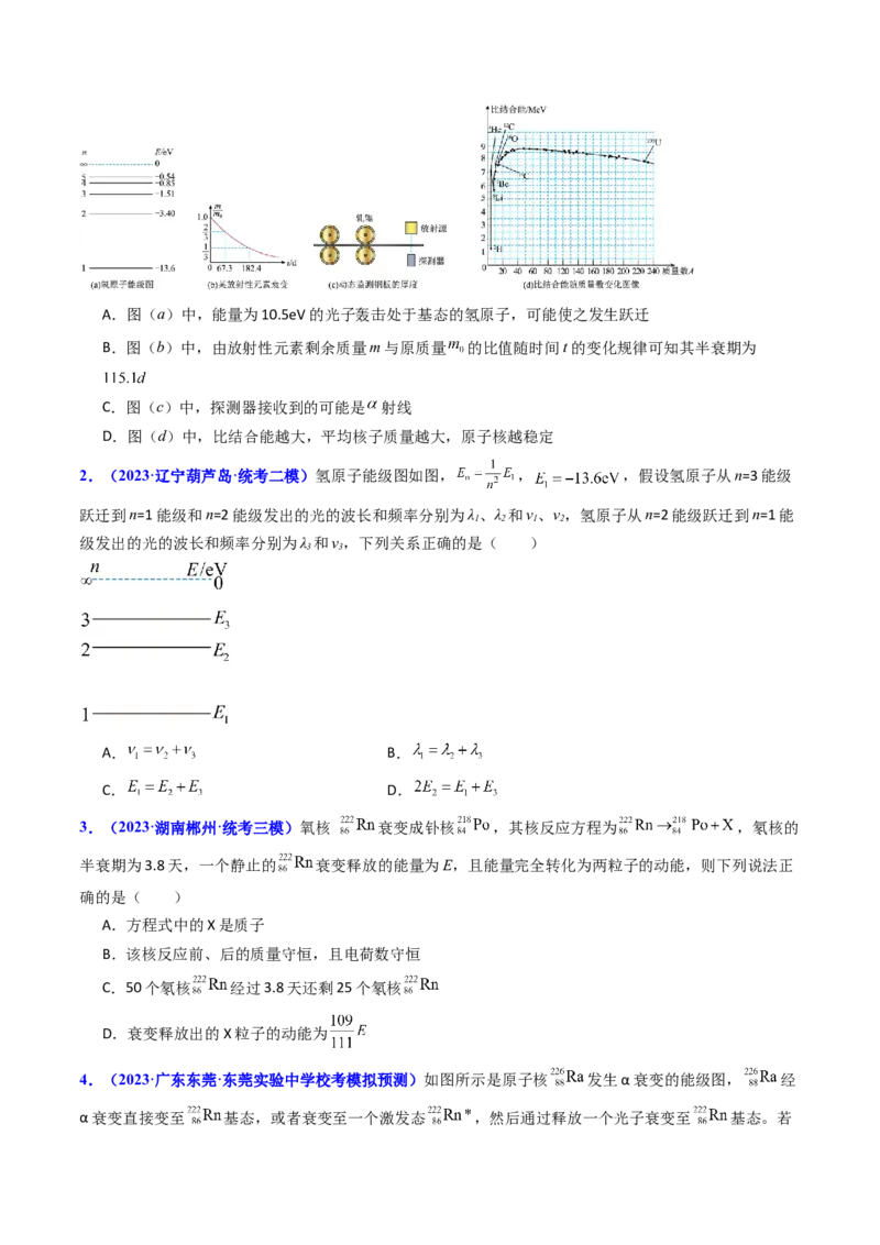 考点65原子核式结构模型波尔原子模型（原卷版）_04高考物理_新高考复习资料_2024新高考复习资料_一轮复习资料_完备战2024年高考物理一轮复习考点帮（新高考专用）