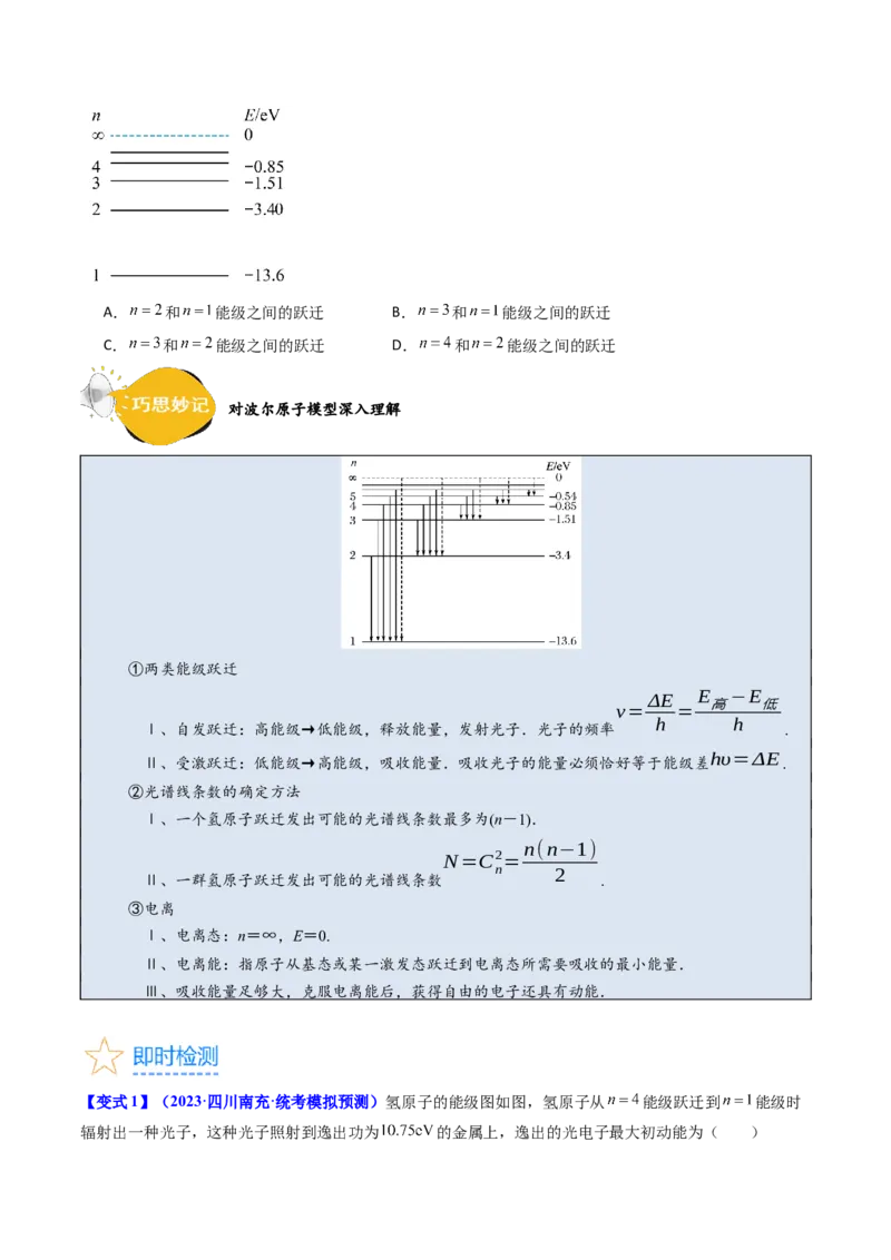 考点65原子核式结构模型波尔原子模型（原卷版）_04高考物理_新高考复习资料_2024新高考复习资料_一轮复习资料_完备战2024年高考物理一轮复习考点帮（新高考专用）