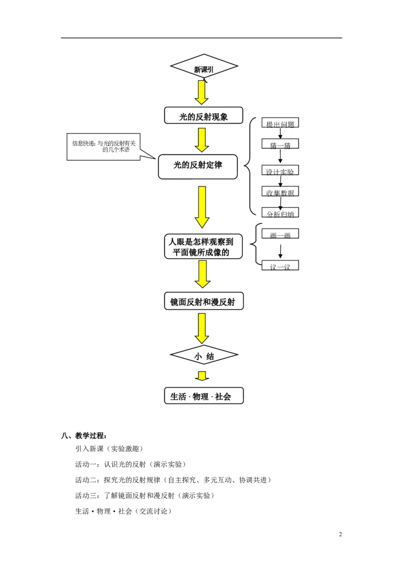 苏科初中物理八上《3.5光的反射》word教案(5)_8上-初中物理苏科版(4)_赠送：旧版资料（和新版好多一样，仍具有很大参考价值）_02教案