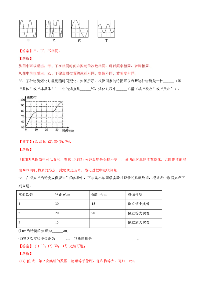 八年级物理上册期末测试卷（A卷基础篇）（解析版）_8上-初中物理苏科版(4)_赠送：旧版资料（和新版好多一样，仍具有很大参考价值）_04试卷_期末试卷