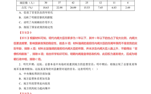 课时07从明朝建立到清朝前中期的鼎盛与危机-2022年高考历史一轮复习小题多维练（新高考版）（解析版）_07高考历史_新高考复习资料_2022年新高考复习资料