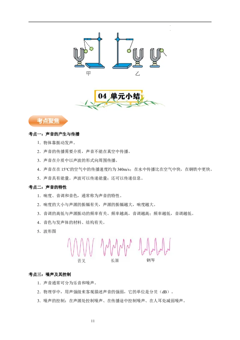 第一章声现象速记清单（原卷版）_8上-初中物理苏科版(4)_06知识清单（齐全）_第1套_第1章+声现象速记清单-新教材2024-2025学年八年级物理上册单元速记&middot;巧练（苏科版2024）
