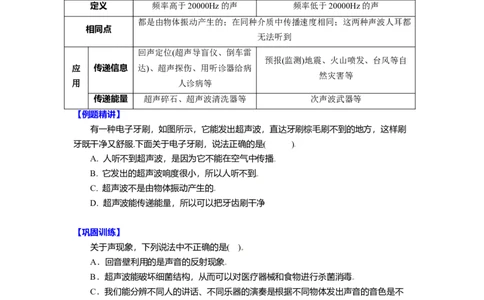 1.4人耳听不到的声音（原卷版）_8上-初中物理苏科版(4)_赠送：旧版资料（和新版好多一样，仍具有很大参考价值）_03讲义_1.4人耳听不到的声音