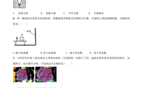 第4章光的折射透镜单元测试卷（A卷基础篇）（原卷版）_8上-初中物理苏科版(4)_赠送：旧版资料（和新版好多一样，仍具有很大参考价值）_04试卷_单元测试_单元测试AB