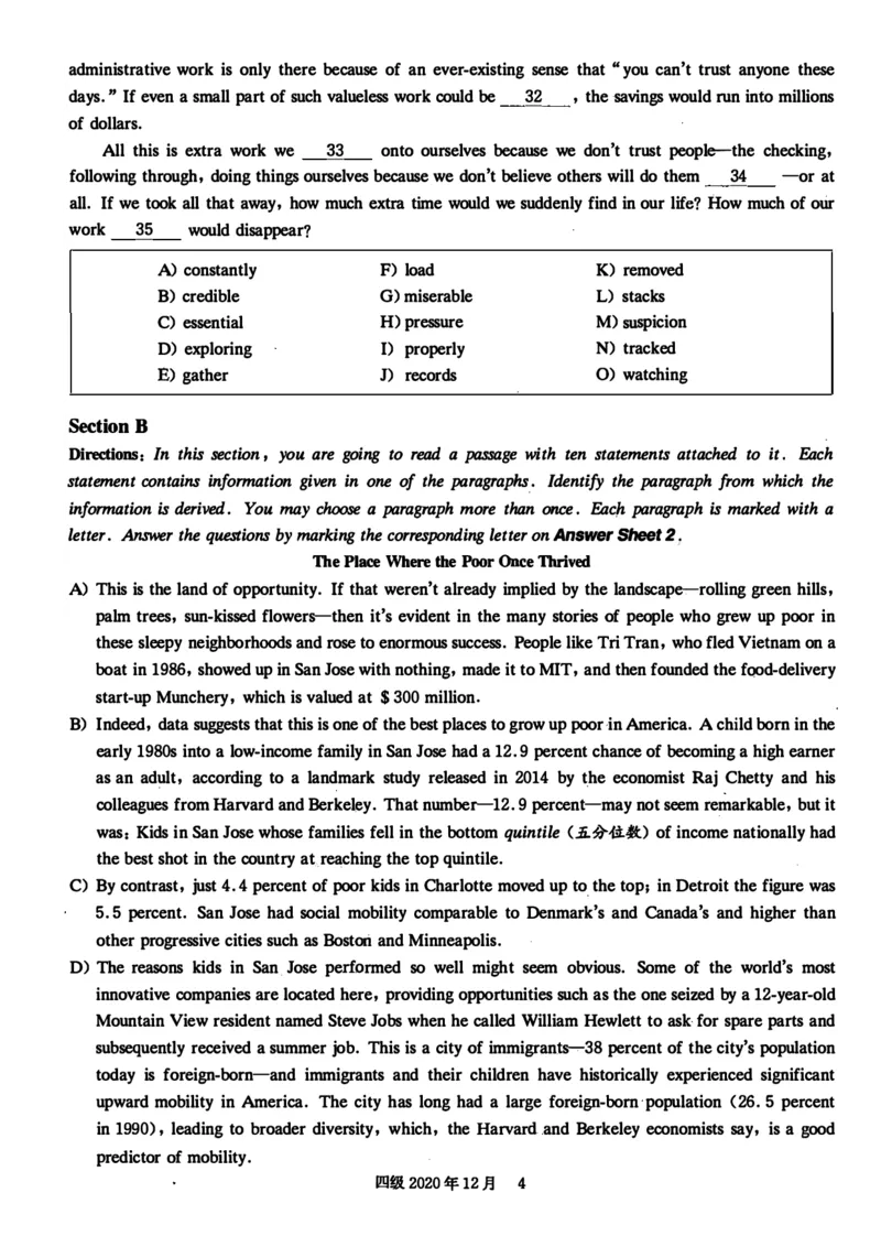 2020年12月英语四级真题第1套_英语四六级保存避免失效_最新更新，视频都在这_2026、6月四级速转存易和谐_新大学英语2025.6月4.6级真题_※1.四级历年真题、解析及听力_2.2017-2024年（新题型）