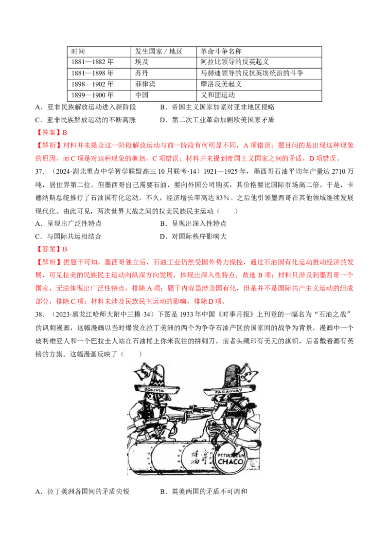 重难点10资本主义的早期扩张与亚非拉的民族解放运动（解析版）_07高考历史_2024年新高考资料_3.2024专项复习_2024年高考历史热点&middot;重点&middot;难点专练（新高考专用）