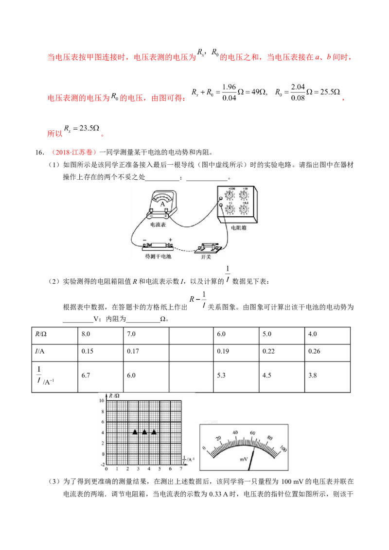 解密15电学实验（解析版）-高频考点解密2021年高考物理二轮复习讲义+分层训练_04高考物理_新高考复习资料_2021年新高考资料_高频考点解密2021年高考物理二轮复习讲义+分层训练