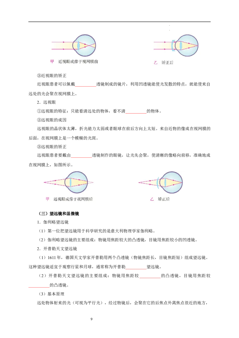 第三章光的折射透镜速记清单（原卷版）_8上-初中物理苏科版(4)_06知识清单（齐全）_第1套